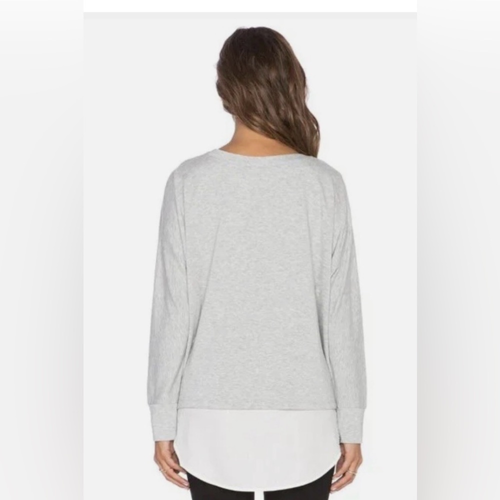 Vince Heather Gray Mixed Media Layered Shirttail Top Size M - Picture 5 of 10